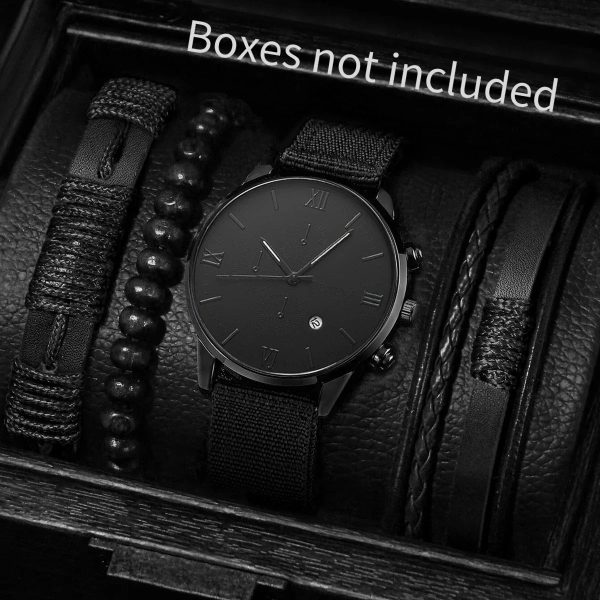 Men’s Quartz Watch and Bracelet Set 4 or 5 Pieces