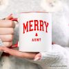 Merry Aunt Retro Christmas Personalized Mug, Matching Family Holiday Gift with Custom Name