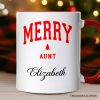 Merry Aunt Retro Christmas Personalized Mug, Matching Family Holiday Gift with Custom Name