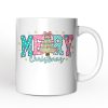 Merry Christmas Coquette Tree Personalized Mug, Preppy Retro Holiday Gift with Custom Name