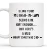 Merry Christmas Mother-In-Law Mug With Heart - Personalized Custom Coffee Mug - DAU095_MG