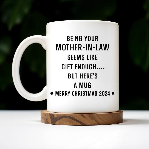 Merry Christmas Mother-In-Law Mug With Heart - Personalized Custom Coffee Mug - DAU095_MG