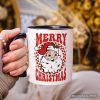 Merry Christmas Santa Personalized Mug, Retro Red Checkered Holiday Gift with Custom Name