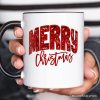 Merry Christmas Sequin Personalized Mug, Bold Red Glitter Custom Gift for Festive Holiday Season