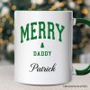 Merry Daddy Retro Christmas Personalized Mug, Matching Family Holiday Gift with Custom Name