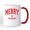 Merry Grandma Retro Christmas Personalized Mug, Matching Family Holiday Gift with Custom Name