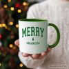 Merry Grandpa Retro Christmas Personalized Mug, Matching Family Holiday Gift with Custom Name