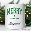 Merry Grandpa Retro Christmas Personalized Mug, Matching Family Holiday Gift with Custom Name
