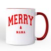 Merry Mama Retro Christmas Personalized Mug, Matching Family Holiday Gift with Custom Name