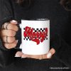 Merry Retro Personalized Mug, Christmas Checkered Gift with Custom Name