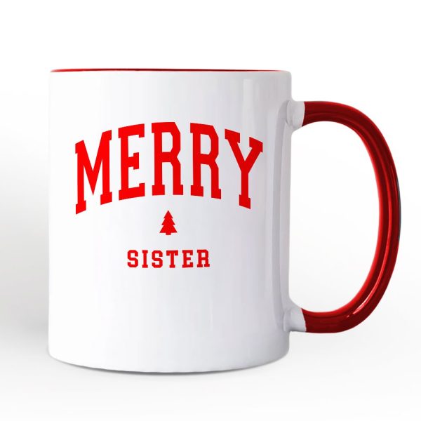 Merry Sister Retro Christmas Personalized Mug, Matching Family Holiday Gift with Custom Name Merry Sister Retro Christmas Personalized Mug, Matching Family Holiday Gift with Custom Name