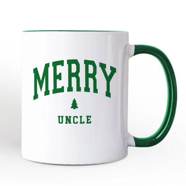 Merry Uncle Retro Christmas Personalized Mug, Matching Family Holiday Gift with Custom Name