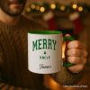 Merry Uncle Retro Christmas Personalized Mug, Matching Family Holiday Gift with Custom Name