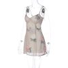Mesh Layered Floral Strap Mini Dress