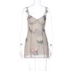 Mesh Layered Floral Strap Mini Dress