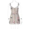 Mesh Layered Floral Strap Mini Dress