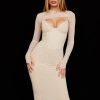 Mesh Long Sleeve Corset Midi Dresses