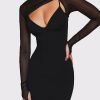 Mesh Long Sleeve Corset Midi Dresses