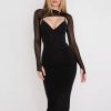 Mesh Long Sleeve Corset Midi Dresses