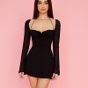 Mesh Long Sleeve Halter Strap Mini Dress