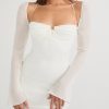 Mesh Long Sleeve Halter Strap Mini Dress