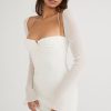Mesh Long Sleeve Halter Strap Mini Dress