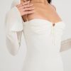Mesh Long Sleeve Halter Strap Mini Dress