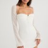 Mesh Long Sleeve Halter Strap Mini Dress