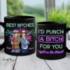 Mess With You, Deal With Me - Bestie Personalized Custom Black Mug - Gift For Best Friends, BFF, Sisters