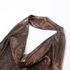 Metallic Drape Chest Backless Maxi Dress