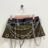 Micro Mini Pleated Belted Chain Skirt