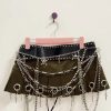 Micro Mini Pleated Belted Chain Skirt