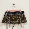 Micro Mini Pleated Belted Chain Skirt