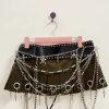 Micro Mini Pleated Belted Chain Skirt