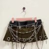 Micro Mini Pleated Belted Chain Skirt