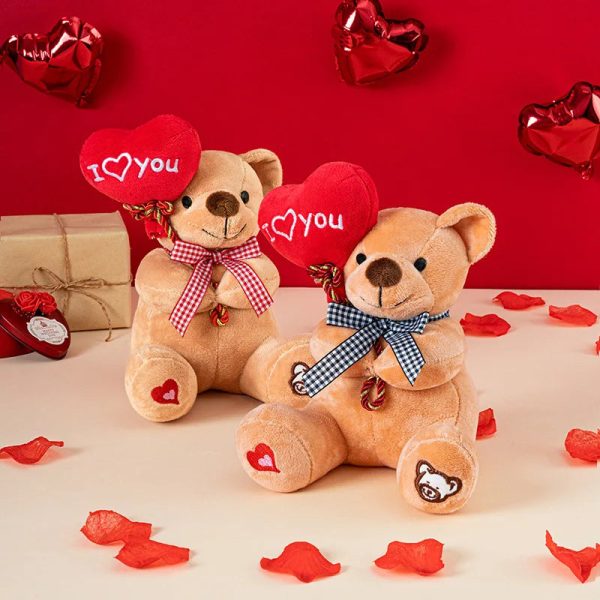 Mini Teddy Bear Plush Holding Heart 18cm