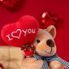 Mini Teddy Bear Plush Holding Heart 18cm