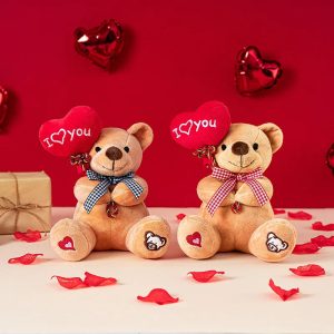 Mini Teddy Bear Plush Holding Heart 18cm