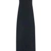 Minimalist Pocket Trim A Line Cotton Blend Summer Cami Maxi Sundress - Black
