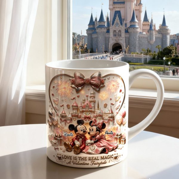 MkMo Magic Mouse Love Is The Real Magic - Personalized White Edge-to-Edge Mug - Gift For Couple, Movie Fans HH01