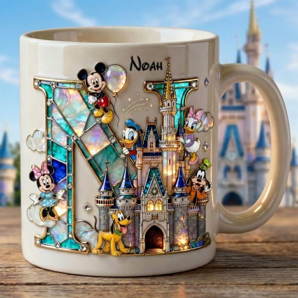 MkMo Magic Mouse Sparkling With Alphabet Initial - Personalized White Edge-to-Edge Mug - Gift For Fan Movies HH01
