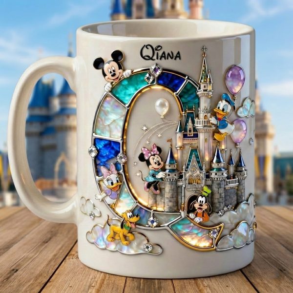 MkMo Magic Mouse Sparkling With Alphabet Initial - Personalized White Edge-to-Edge Mug - Gift For Fan Movies HH01