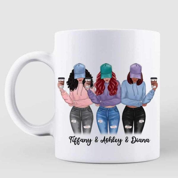 Modern Girls Front View To My Bestie Personalized Mug (3 Besties)