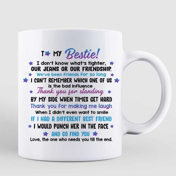 Modern Girls Front View To My Bestie Personalized Mug (3 Besties)