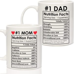 Mom And Dad Coffee Mug Set, Gift for Parents from Daughter Son Kids Birthday Anniversary Christmas Gift