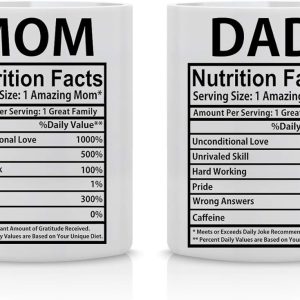 Mom And Dad Nutritional Facts Coffee Mug Set Funny Gift for Parents Anniversary Birthday Christmas Gift