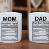 Mom And Dad Nutritional Facts Coffee Mug Set Funny Gift for Parents Anniversary Birthday Christmas Gift