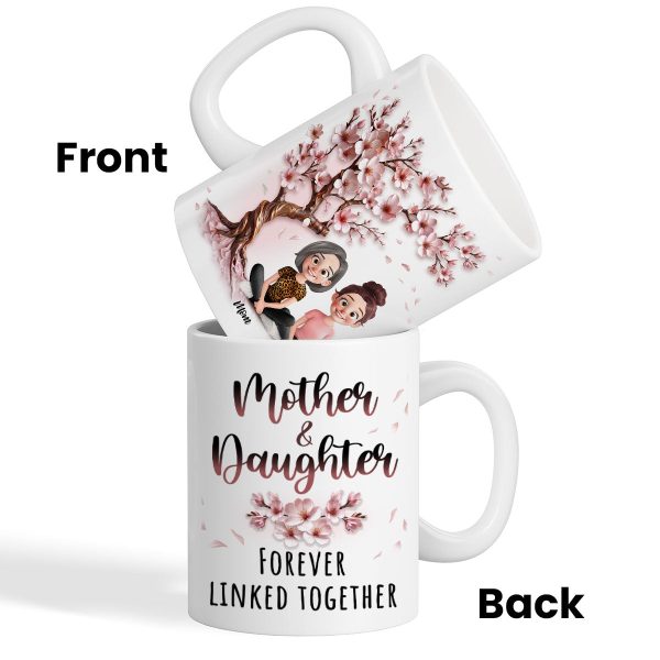 Mom And Daughters Under 3D Effect Blossom Tree Personalized Mug, Heartfelt Gift For Mom, Daughter