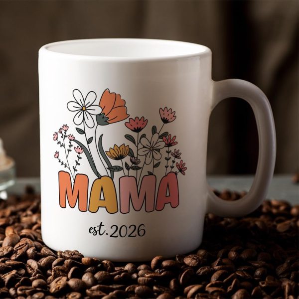 Mom Est 2026 Coffee Mug New Mom Gift, Pregnancy Baby Shower Gift for Expecting Mother, Birthday Mother's Day Gift Idea