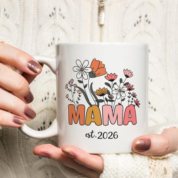 Mom Est 2026 Coffee Mug New Mom Gift, Pregnancy Baby Shower Gift for Expecting Mother, Birthday Mother's Day Gift Idea